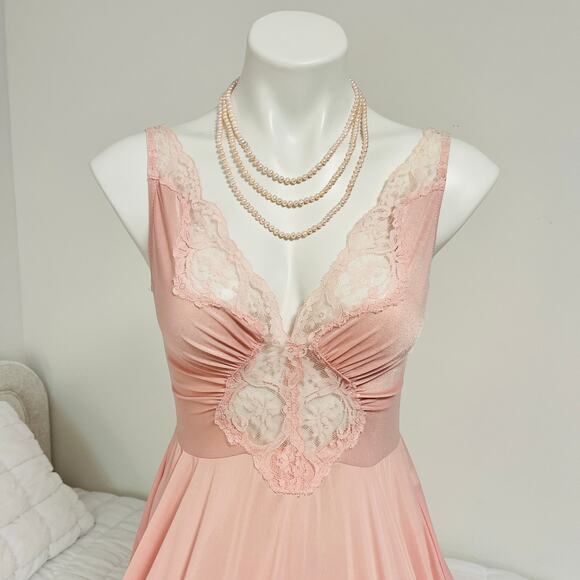 Vintage Olga Bodysilk Pink Nightgown GRAND FULL SWEEP Style 9687 Size L - Picture 6 of 16
